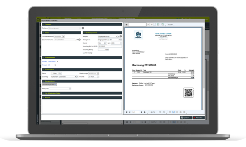 Bildschirmdarstellung der Buchhaltungssoftware für Transport- und Erdbewegungen.