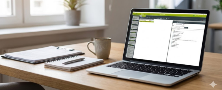 Laptop am Tisch mit geöffnetem Webservice FinanzOnline